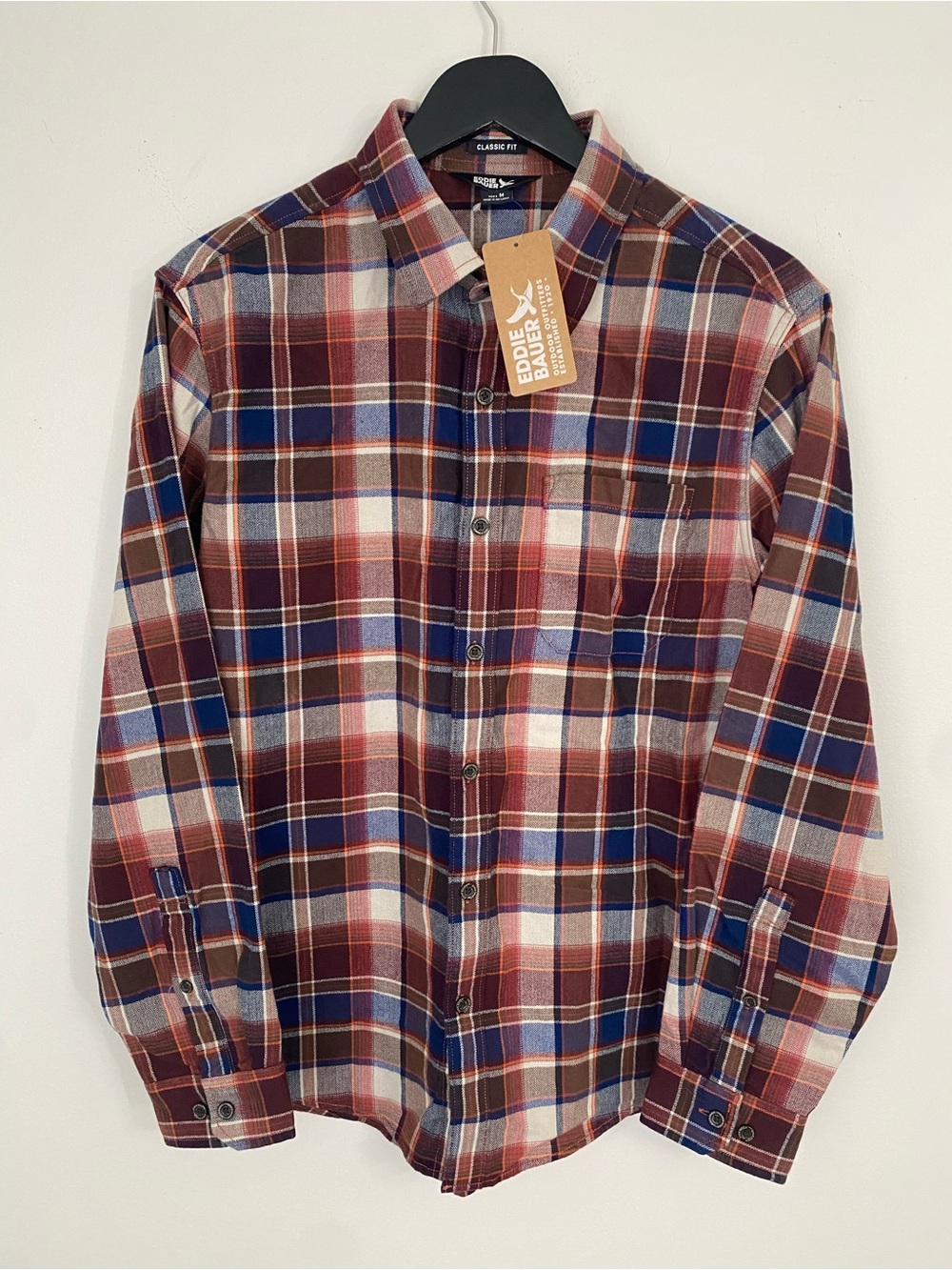 Eddie Bauer NWT Men's Plaid Button-Down Shirt Medium